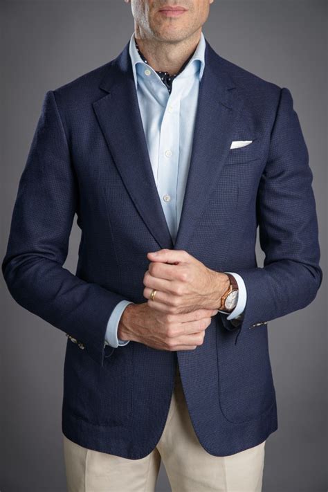 blue sport coat with khakis.